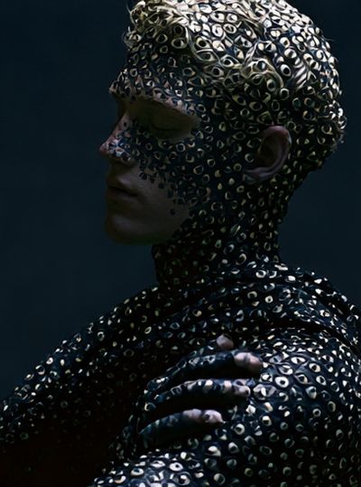 Surreal Metallic Portrait Print. poster