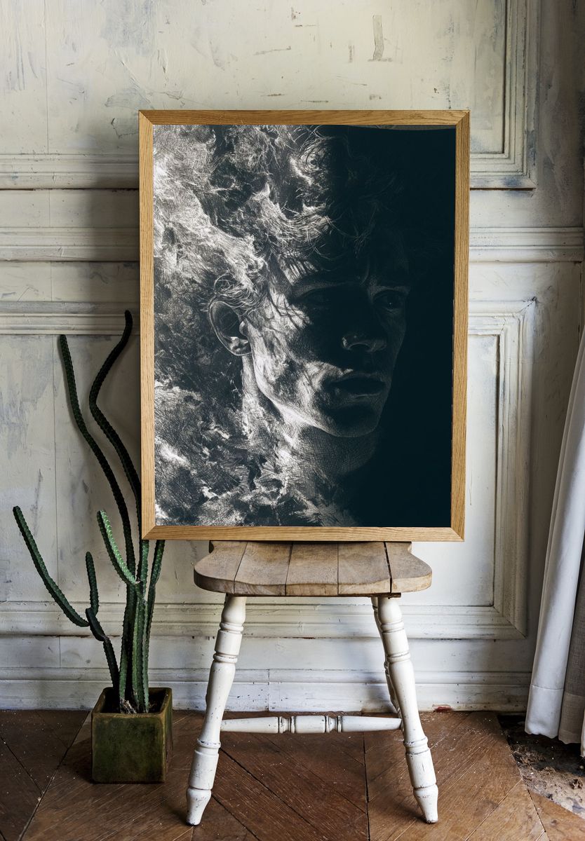 Shadowed Portrait Ink Print. — room view 1