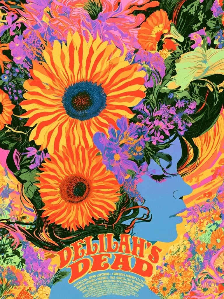 Delilah's Dead Floral Psychedelic Poster. poster — fine-art art