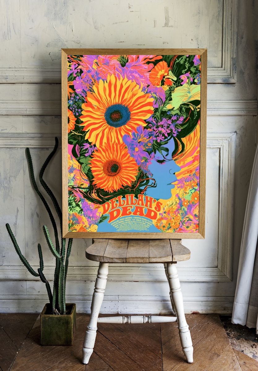 Delilah's Dead Floral Psychedelic Poster. — room view 1