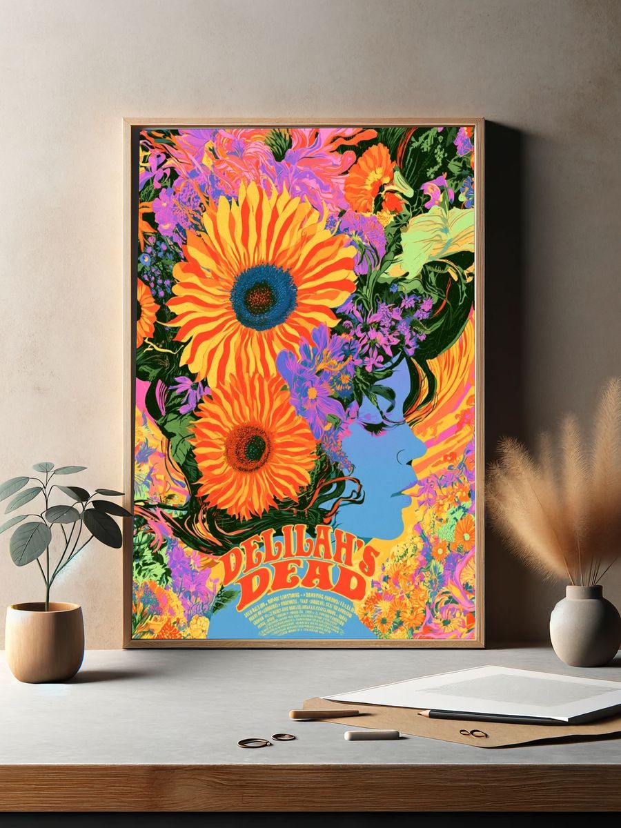 Delilah's Dead Floral Psychedelic Poster. — room view 2