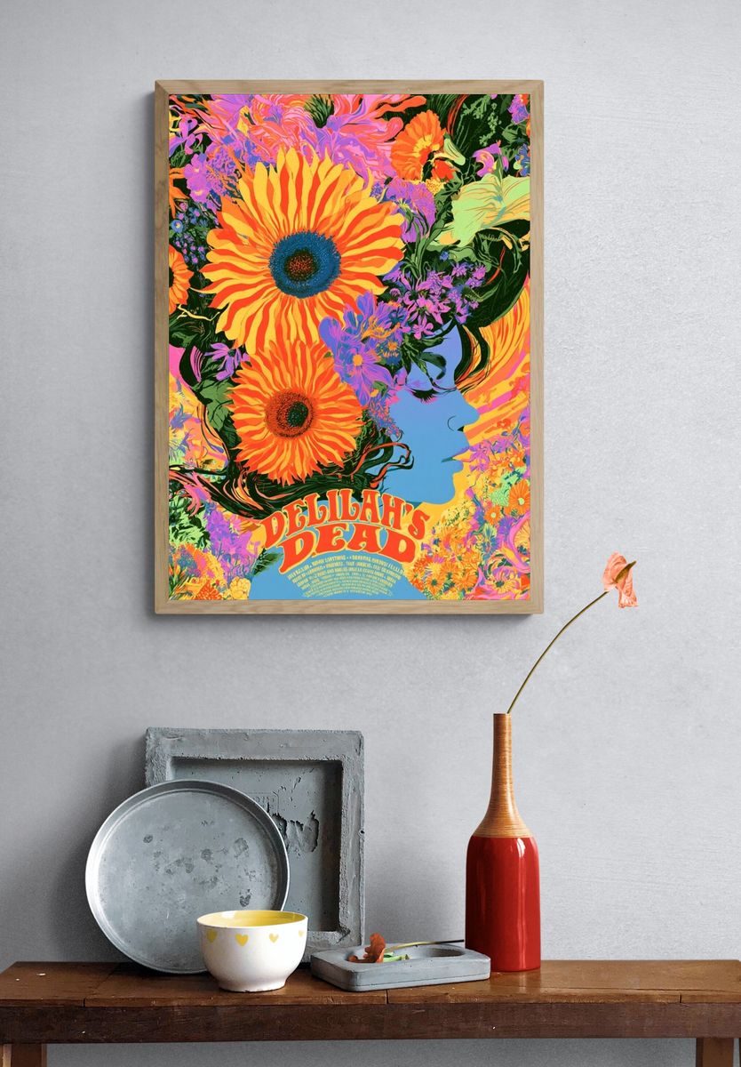 Delilah's Dead Floral Psychedelic Poster. — room view 3