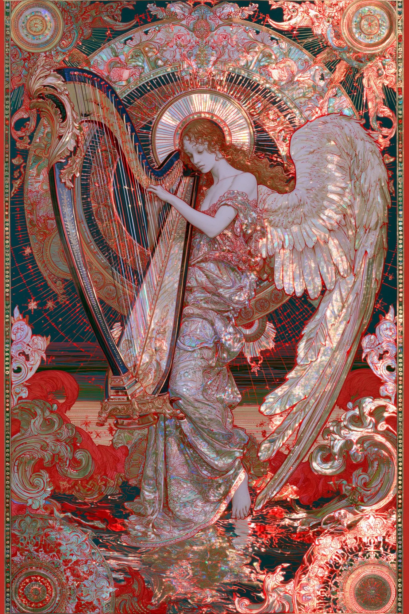 Angel Harp Art Nouveau Poster. poster — fine-art art