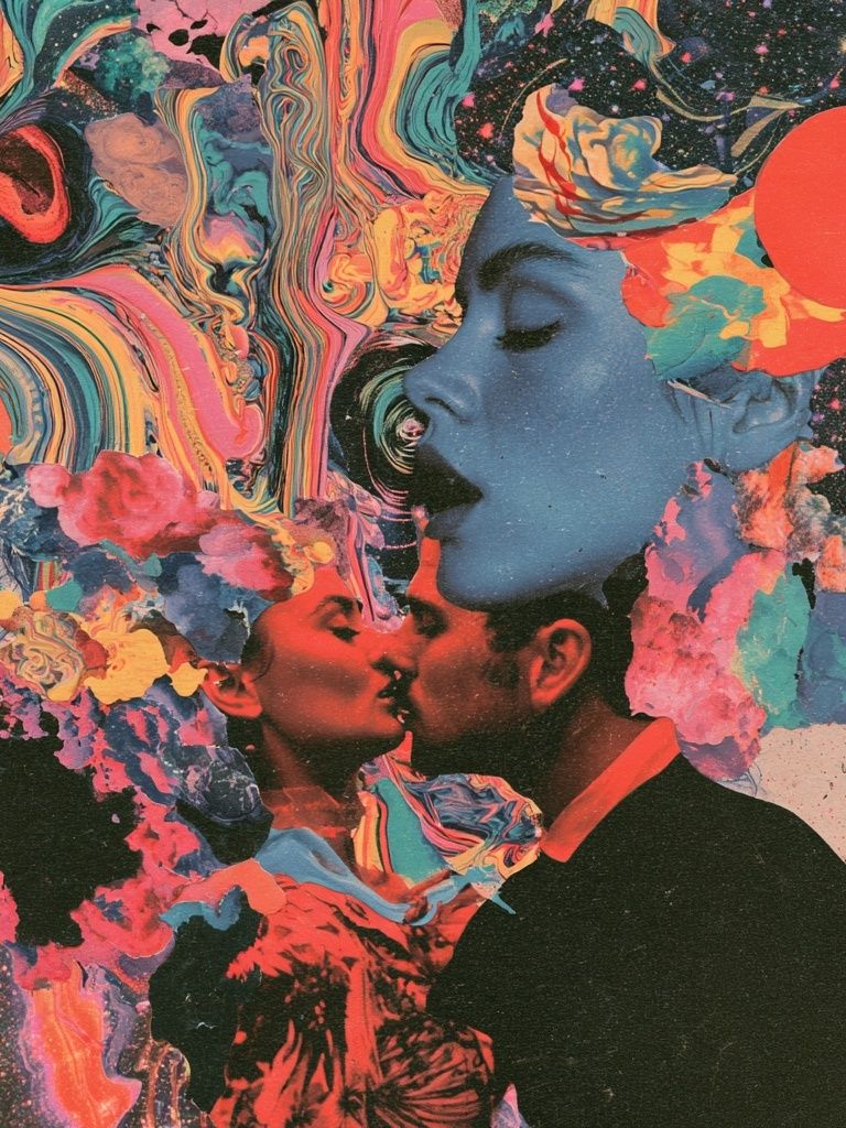Surreal Lovers Collage Print. poster — fine-art art