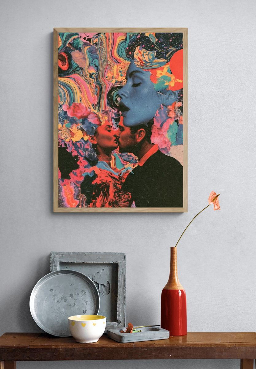 Surreal Lovers Collage Print. — room view 3