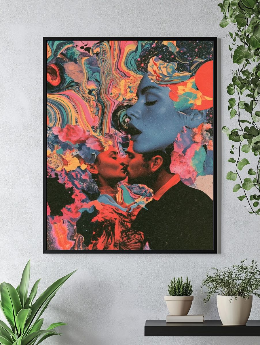 Surreal Lovers Collage Print. — room view 4