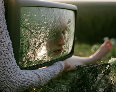 Surreal Mirror Portrait Print. poster