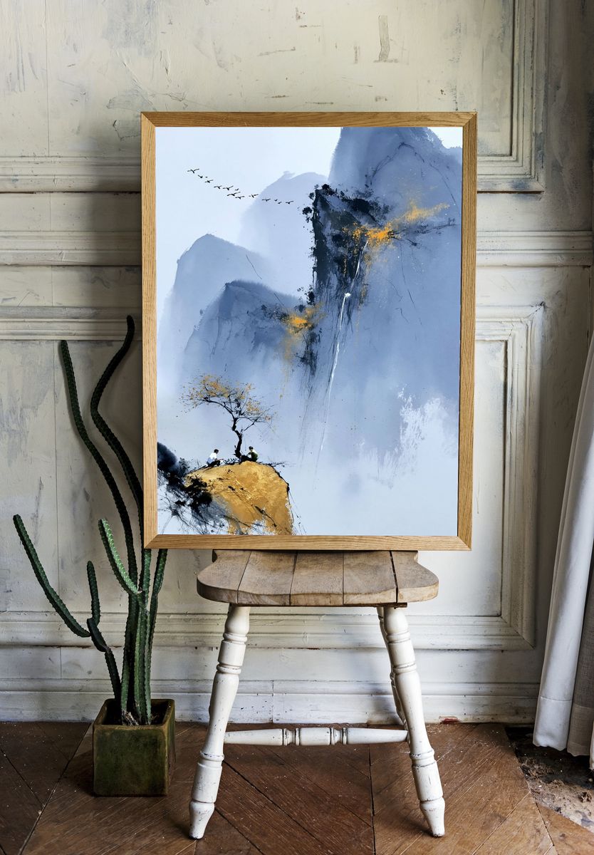 Misty Mountain Inkscape Poster. room preview
