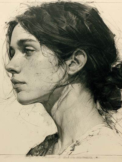Woman Profile Sketch Poster.
