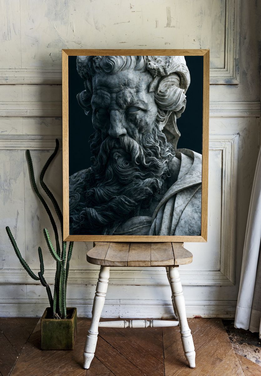 Crashing Ocean Waves — Oil Print. — room view 1