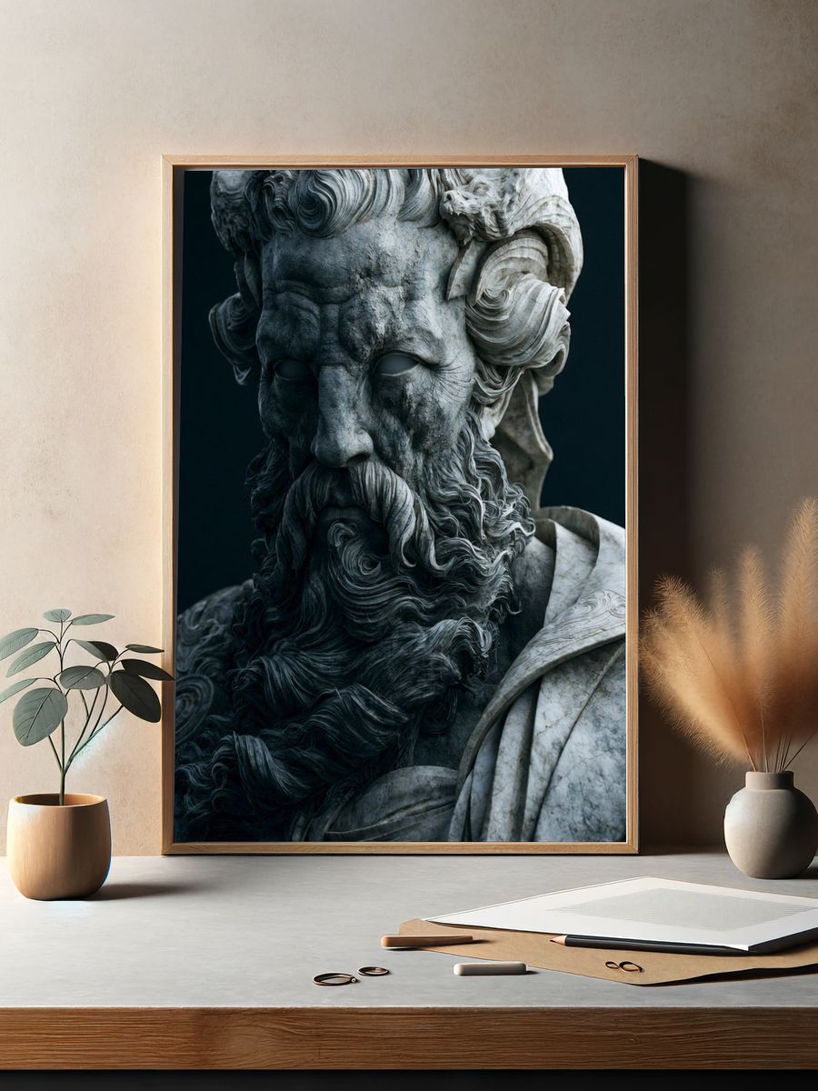 Crashing Ocean Waves — Oil Print. — room view 2