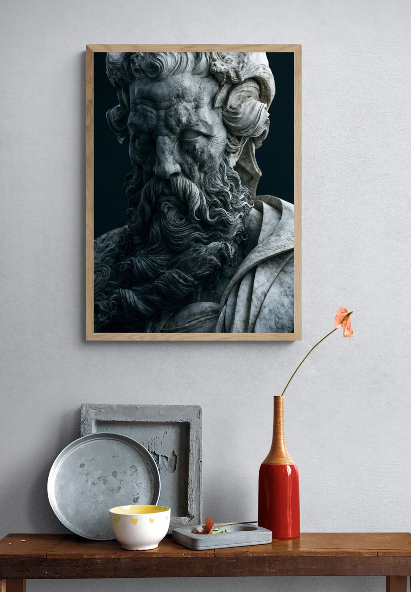 Crashing Ocean Waves — Oil Print. — room view 3