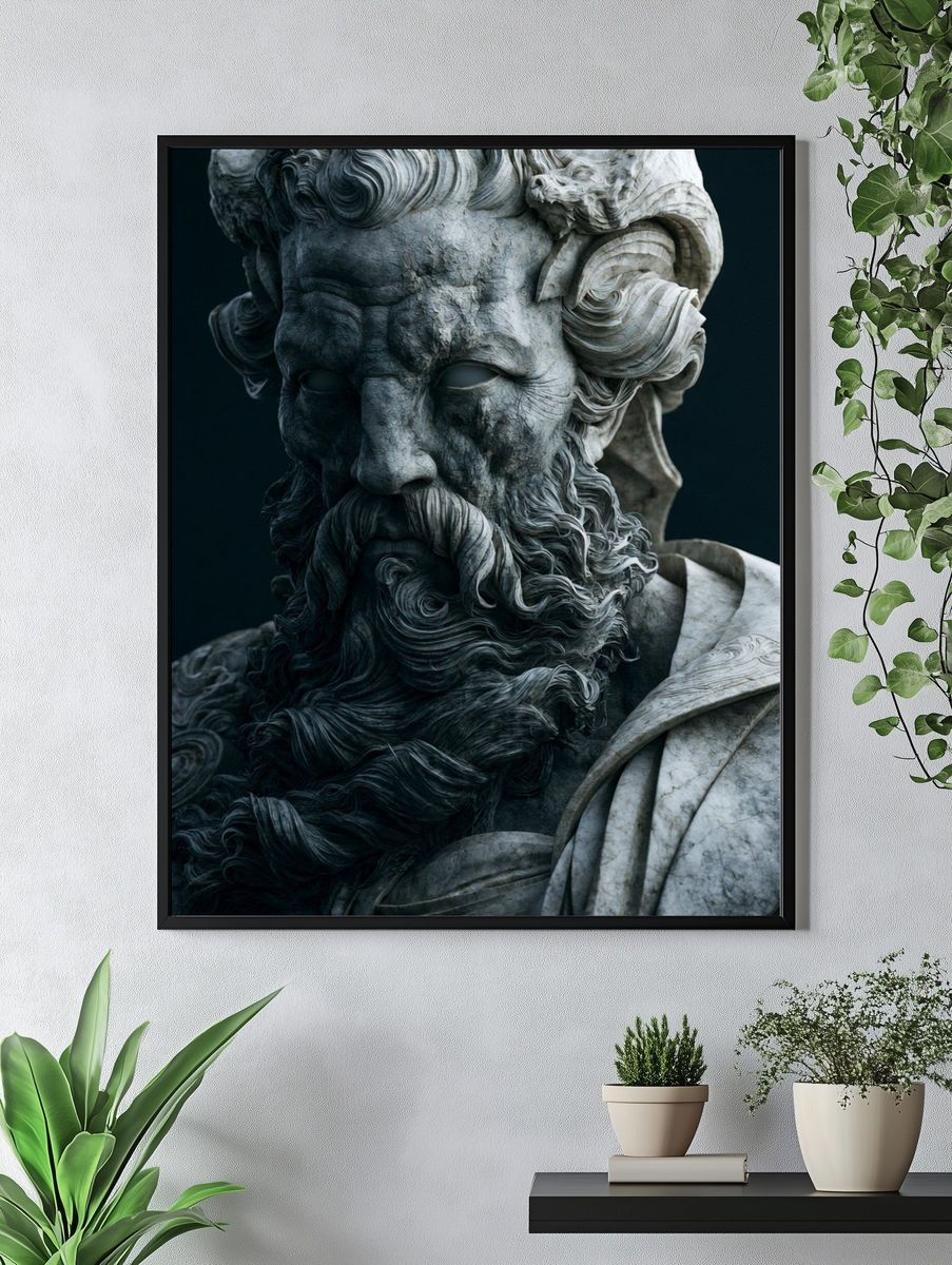 Crashing Ocean Waves — Oil Print. — room view 4