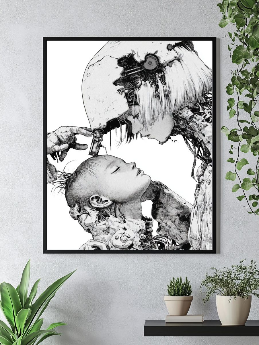 Cybernetic Mother and Child Print. — room view 4