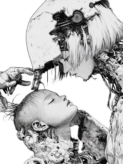 Cybernetic Mother and Child Print.