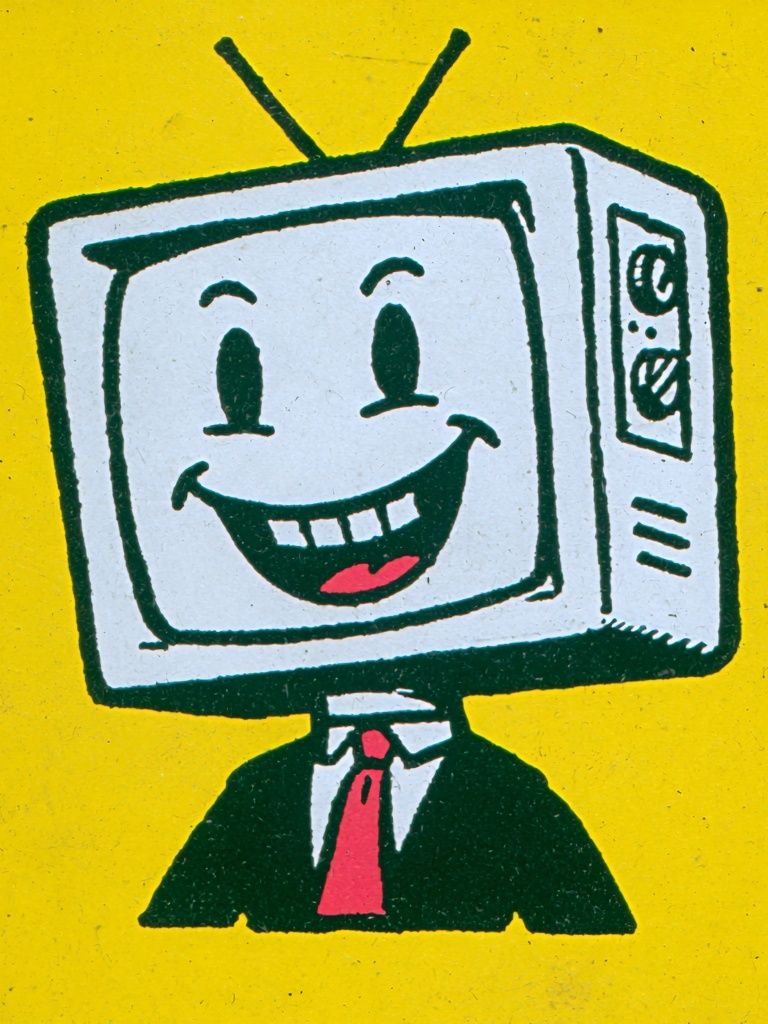 Smiling TV Head Cartoon Print. poster — fine-art art