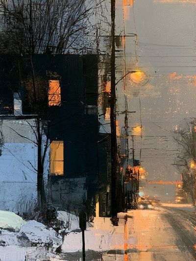 Winter City Street — Contemporary Print. poster