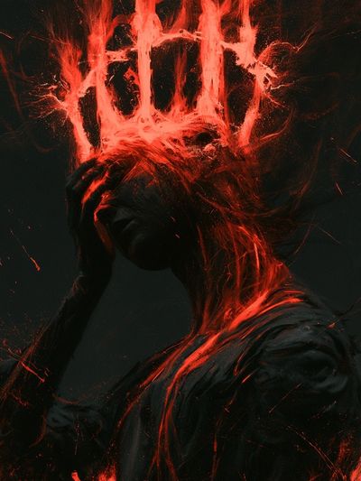 Crimson Mindscape Illustration Poster. poster