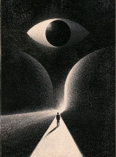 Surreal Eye and Figure Print.