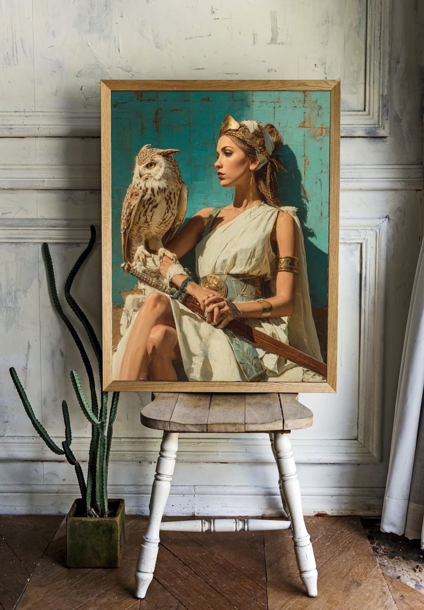 Owl and Woman Contemporary Print room preview