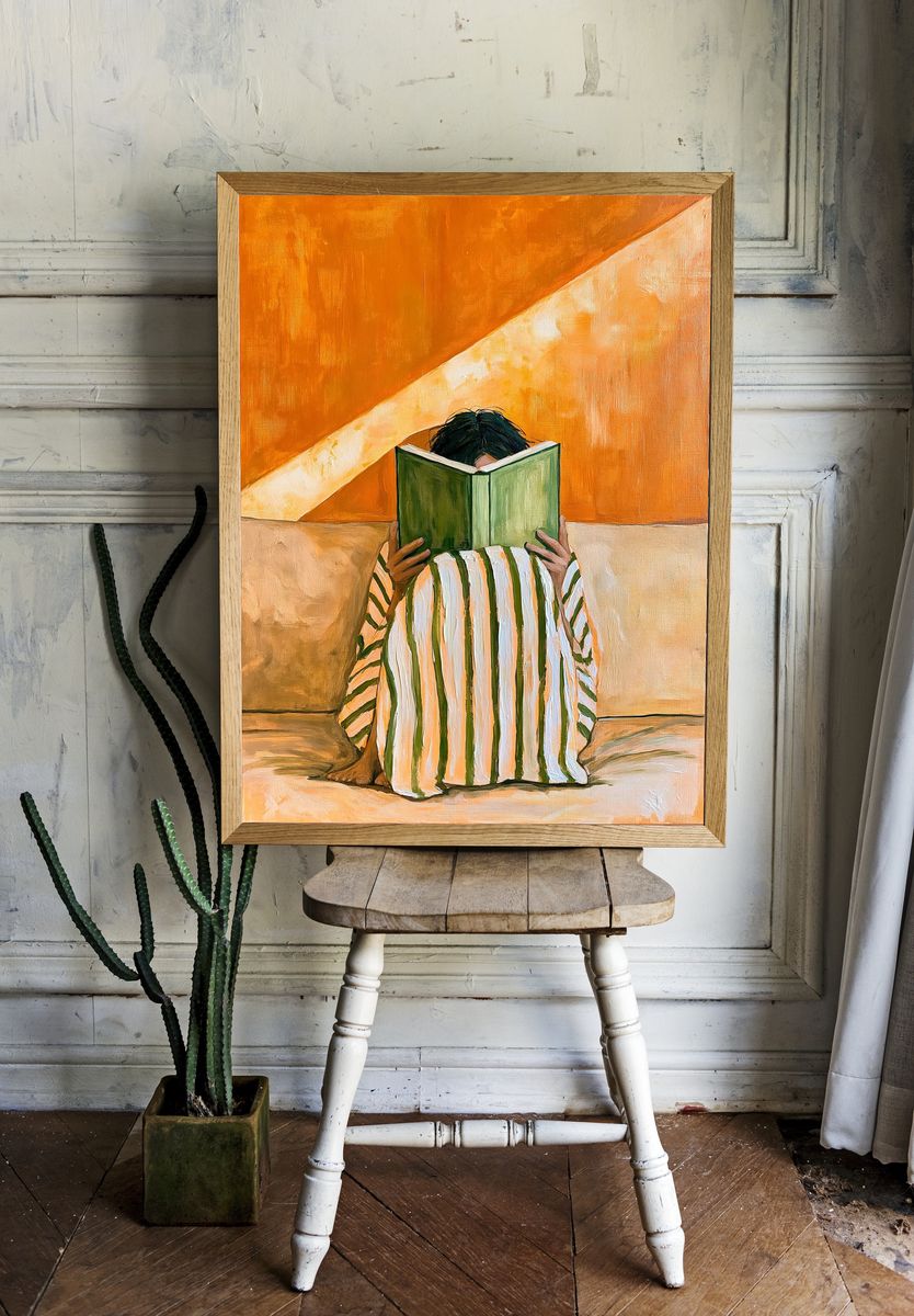 Reader in Orange Interior Poster. room preview