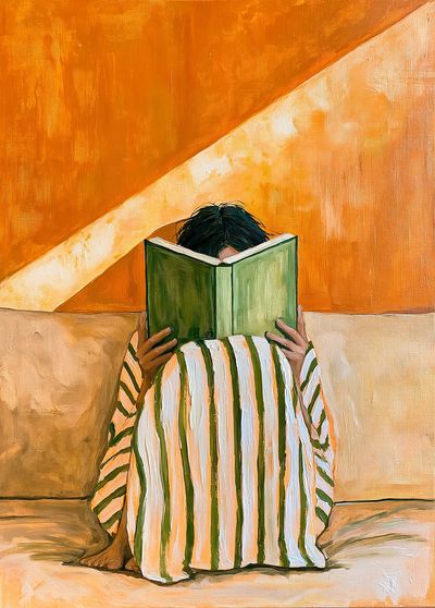 Reader in Orange Interior Poster.