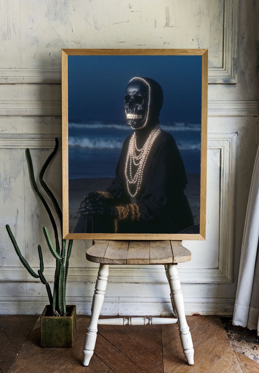 Pearl Skull Portrait Poster. room preview