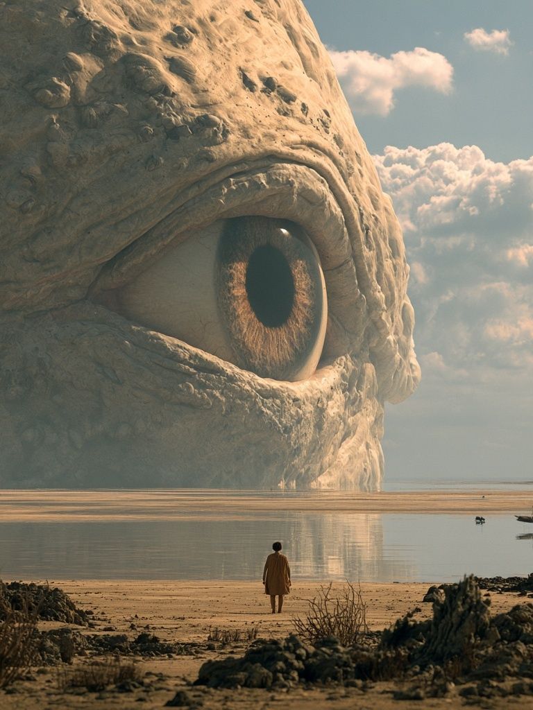 Surreal Giant Eye Landscape Print. poster detail