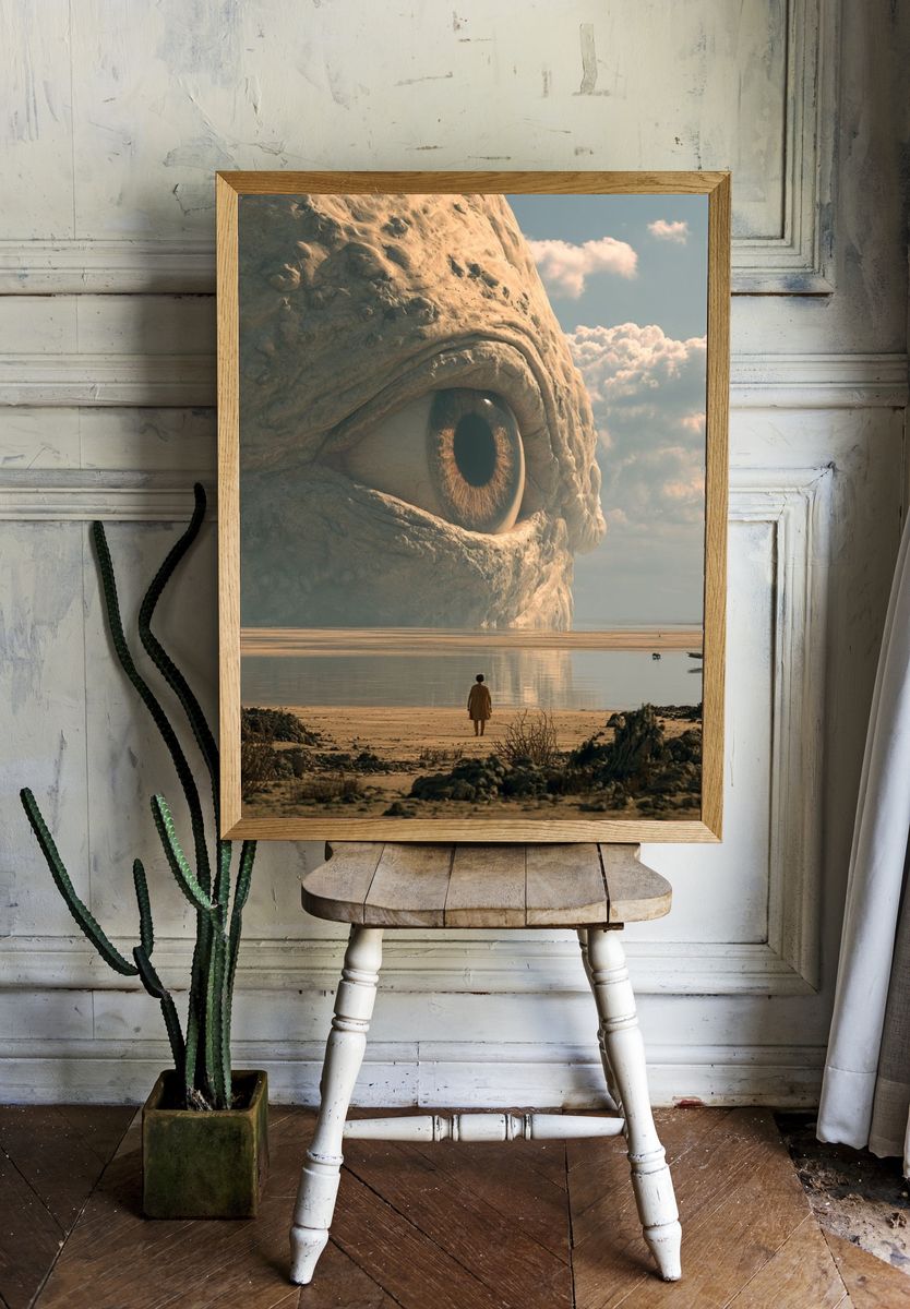 Surreal Giant Eye Landscape Print. — room view 1
