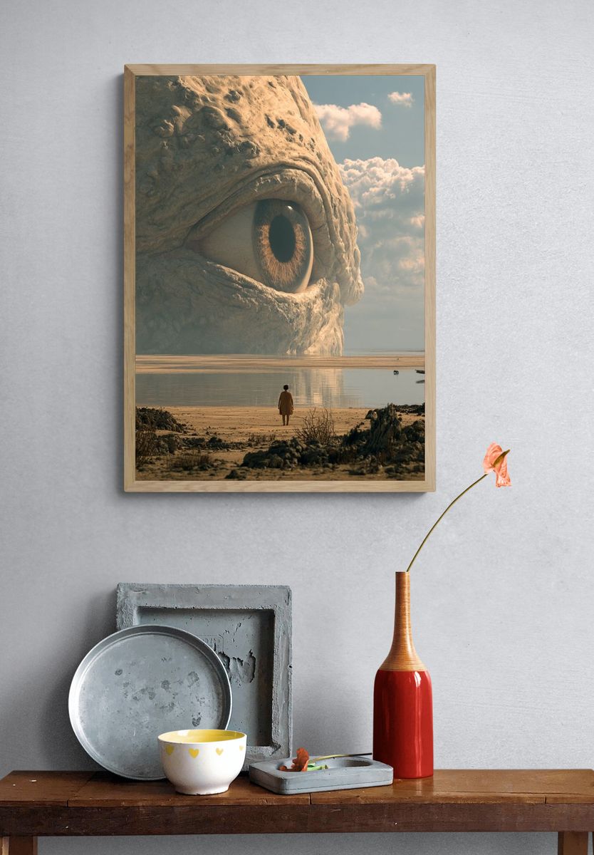 Surreal Giant Eye Landscape Print. — room view 3