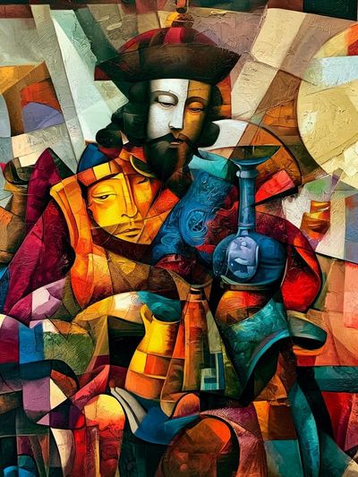 Abstract Cubist Portrait Print.
