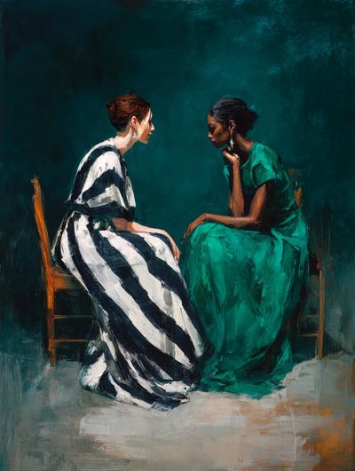 Two Women Conversation Fine-Art Poster. poster print