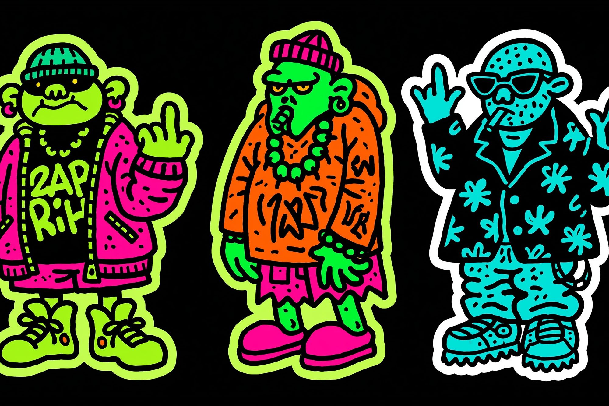 Neon Graffiti Characters Poster. poster detail
