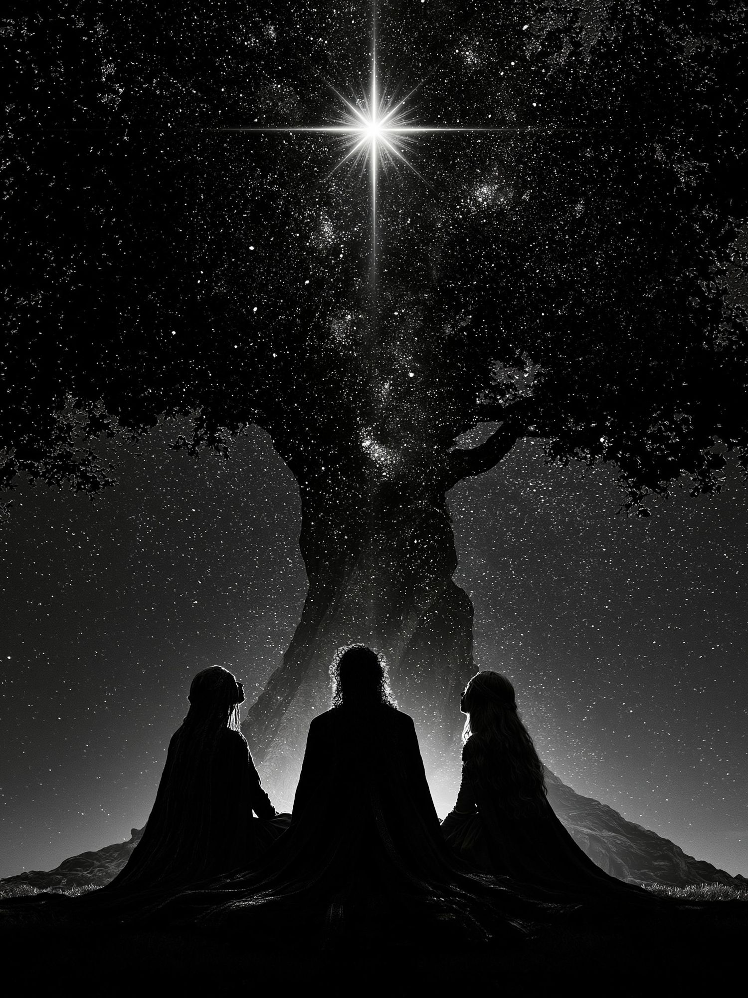 Celestial Tree Silhouette Print. poster — fine-art art