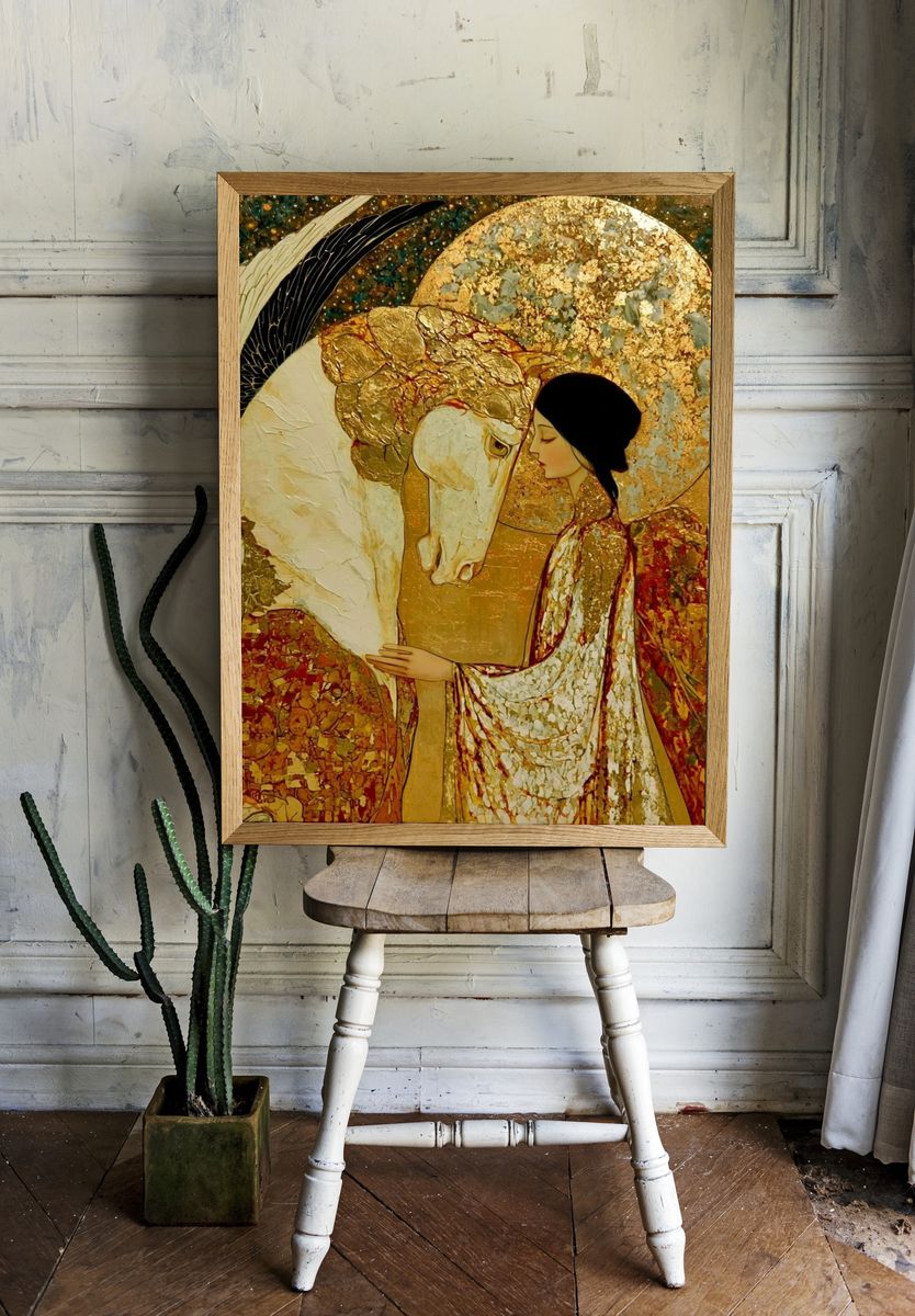 Angel and Horse Fine-Art Poster. — room view 1