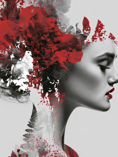 Surreal Floral Profile Print. poster