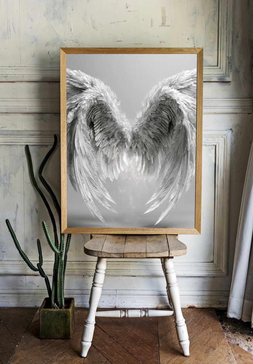 Celestial Angel Wings Print. — room view 1
