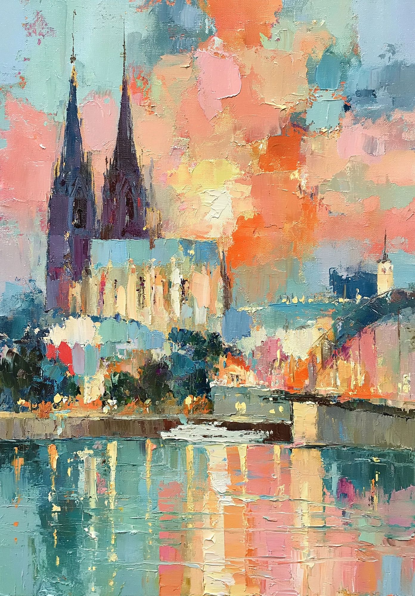 Cathedral Cityscape Abstract Print. poster detail
