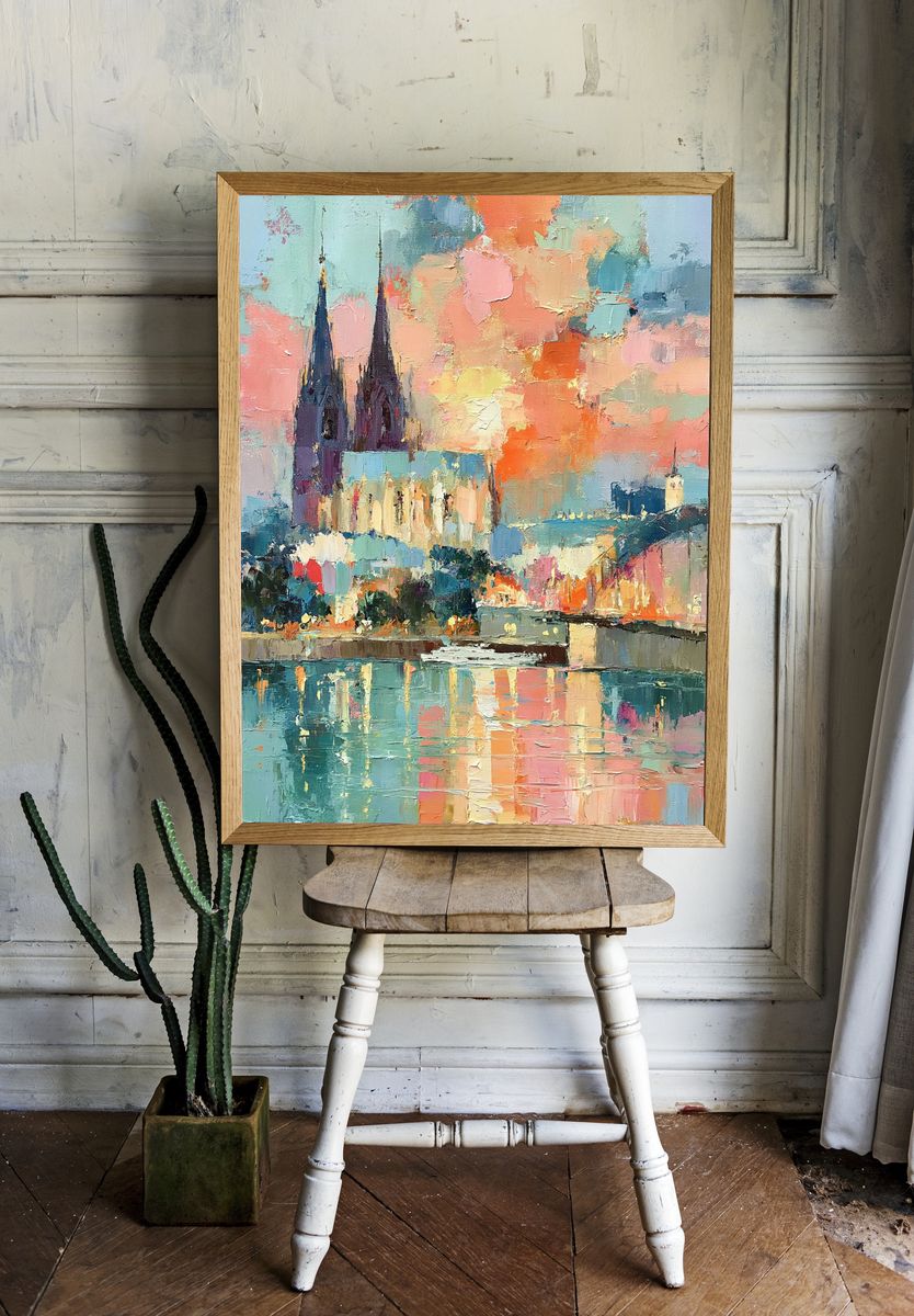 Cathedral Cityscape Abstract Print. — room view 1
