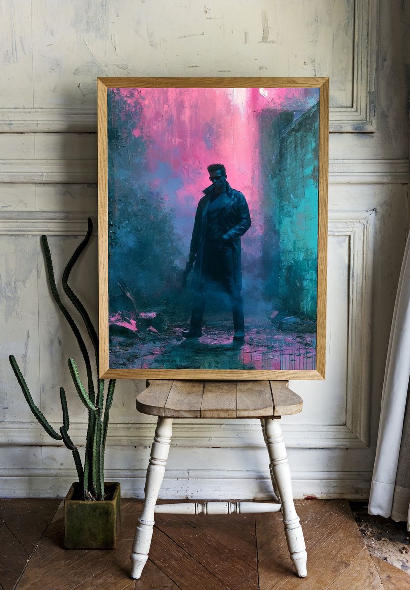 Neon Noir Figure Fine-Art Poster. — room view 1