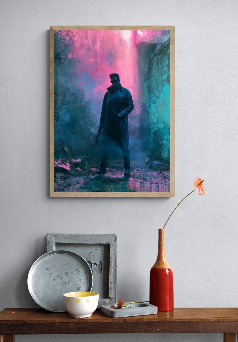 Neon Noir Figure Fine-Art Poster. — room view 3