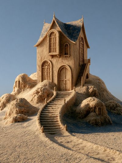 Desert House Surrealism Print. poster