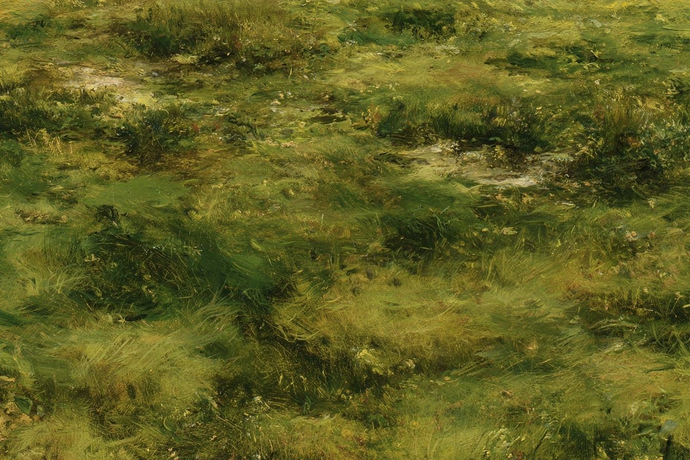 Mossy Meadow Impressionist Print. poster detail