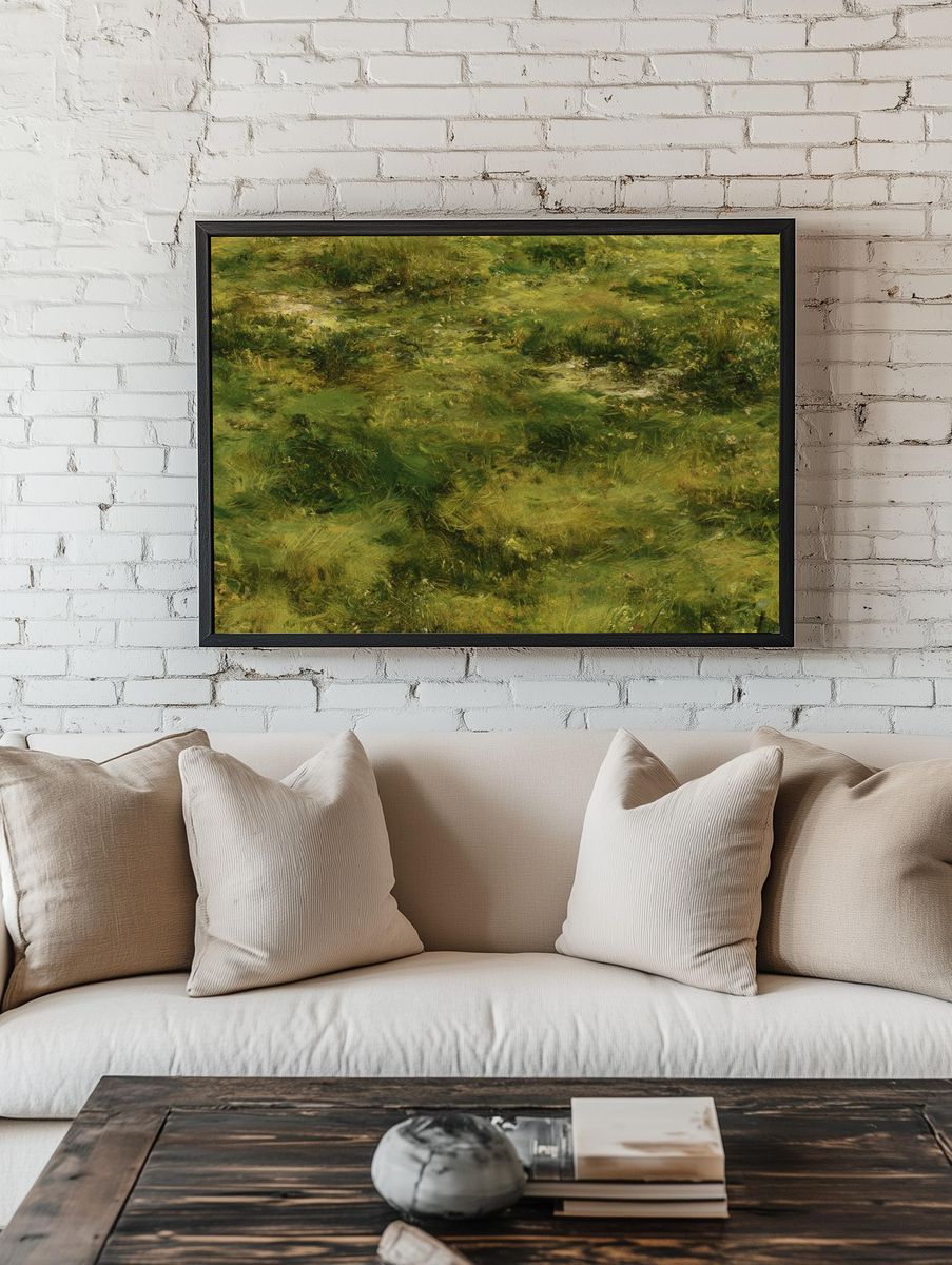 Mossy Meadow Impressionist Print. room preview