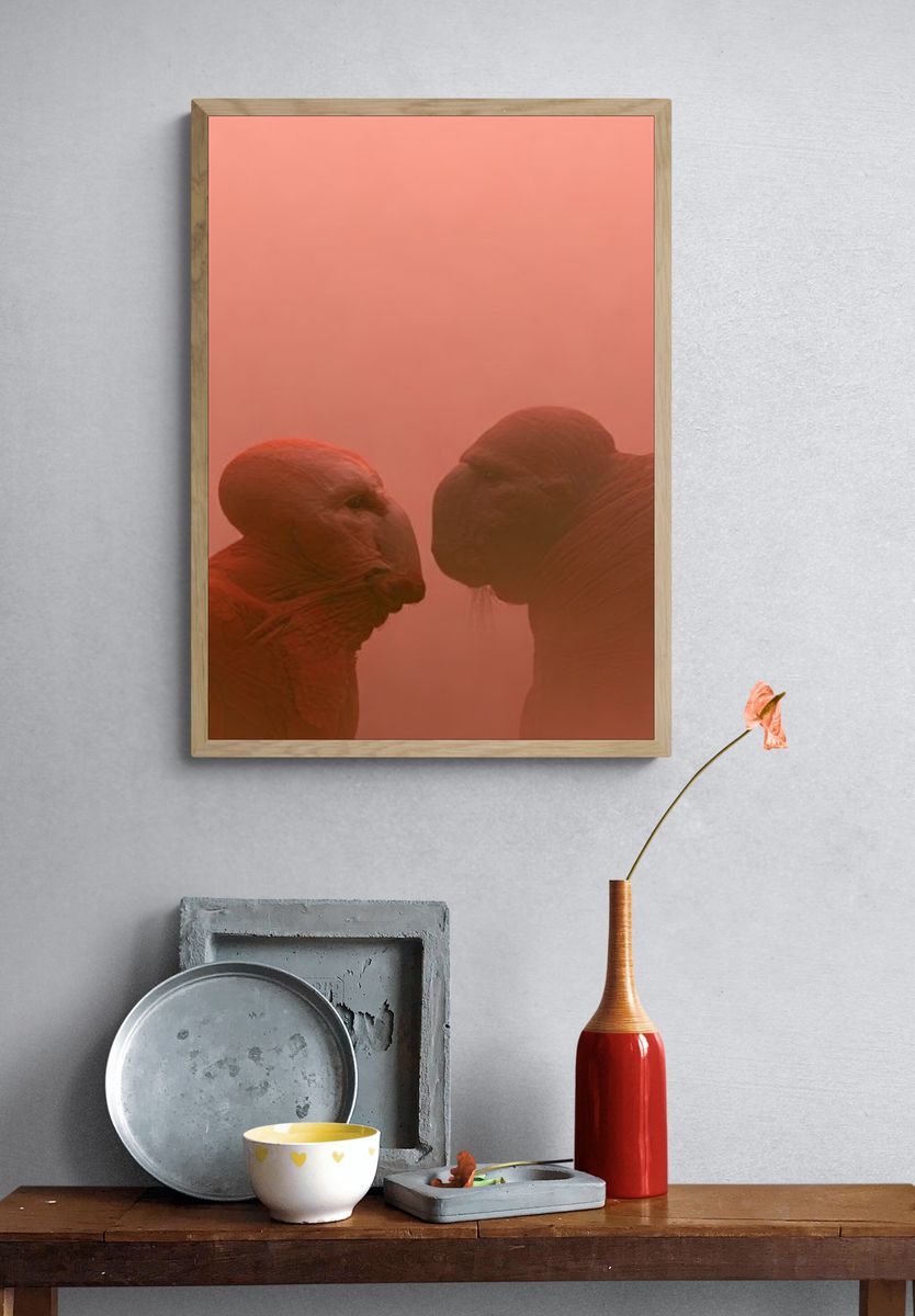 Red Monks in Mist Poster. — room view 3
