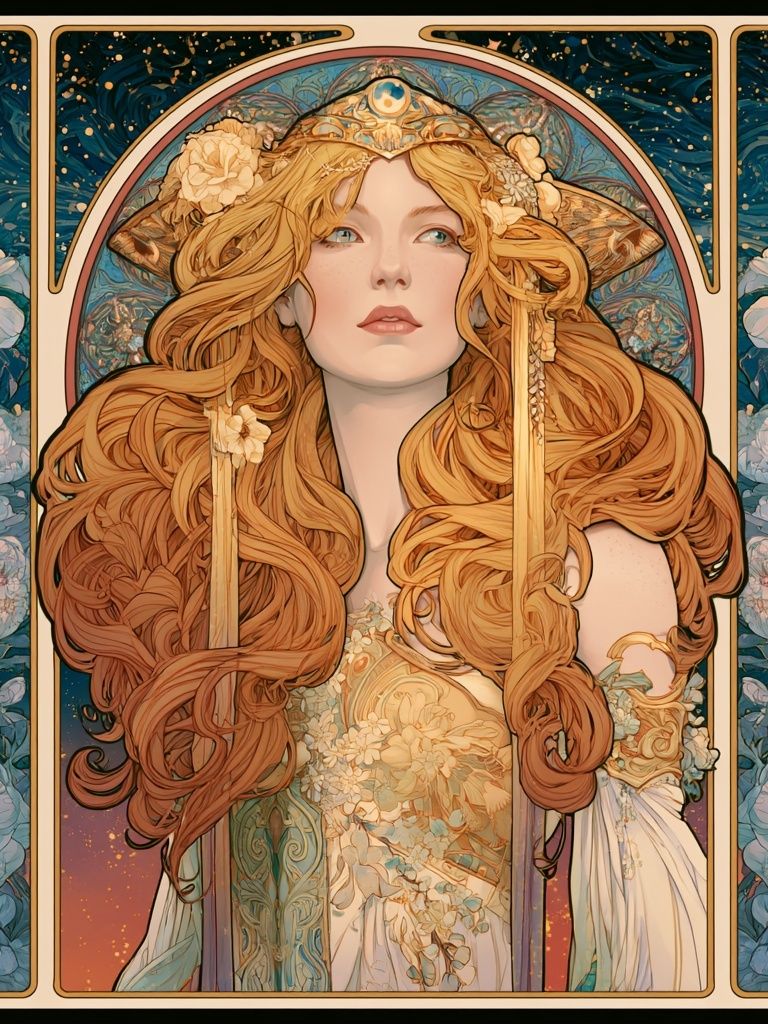 Art Nouveau Floral Portrait Poster. poster — fine-art art