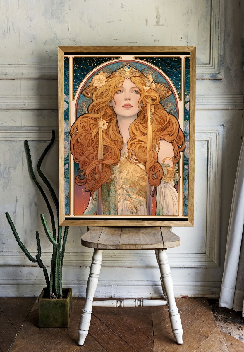 Art Nouveau Floral Portrait Poster. — room view 1
