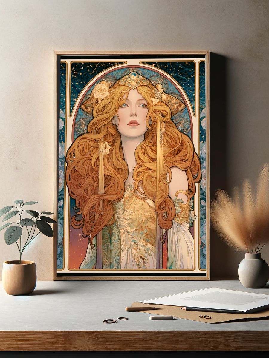 Art Nouveau Floral Portrait Poster. — room view 2
