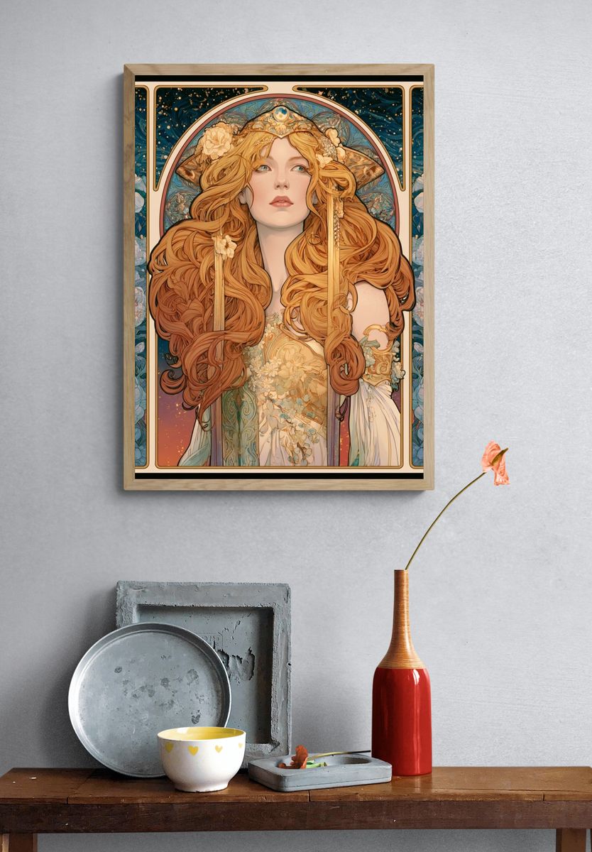 Art Nouveau Floral Portrait Poster. — room view 3