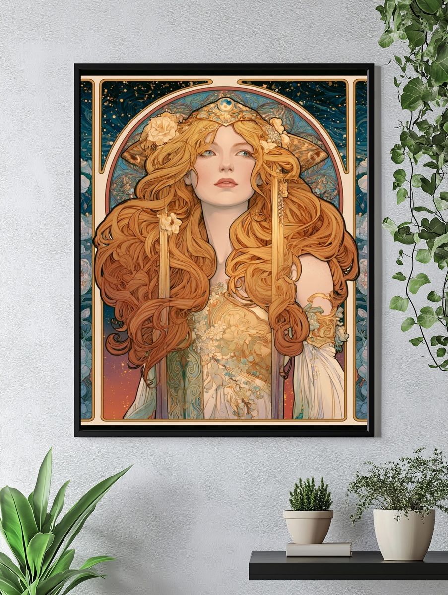 Art Nouveau Floral Portrait Poster. — room view 4